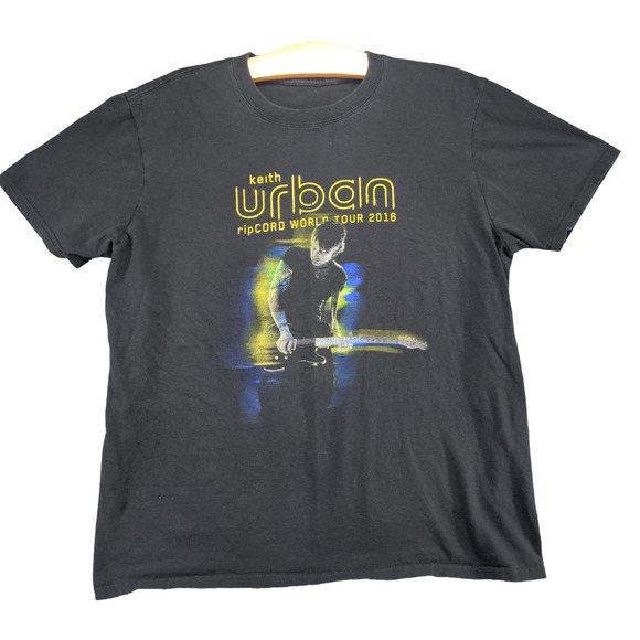 Keith Urban Men's ripCORD World Tour 2016 T-Shirt Black L Crew Neck Short Sleeve - Picture 1 of 12